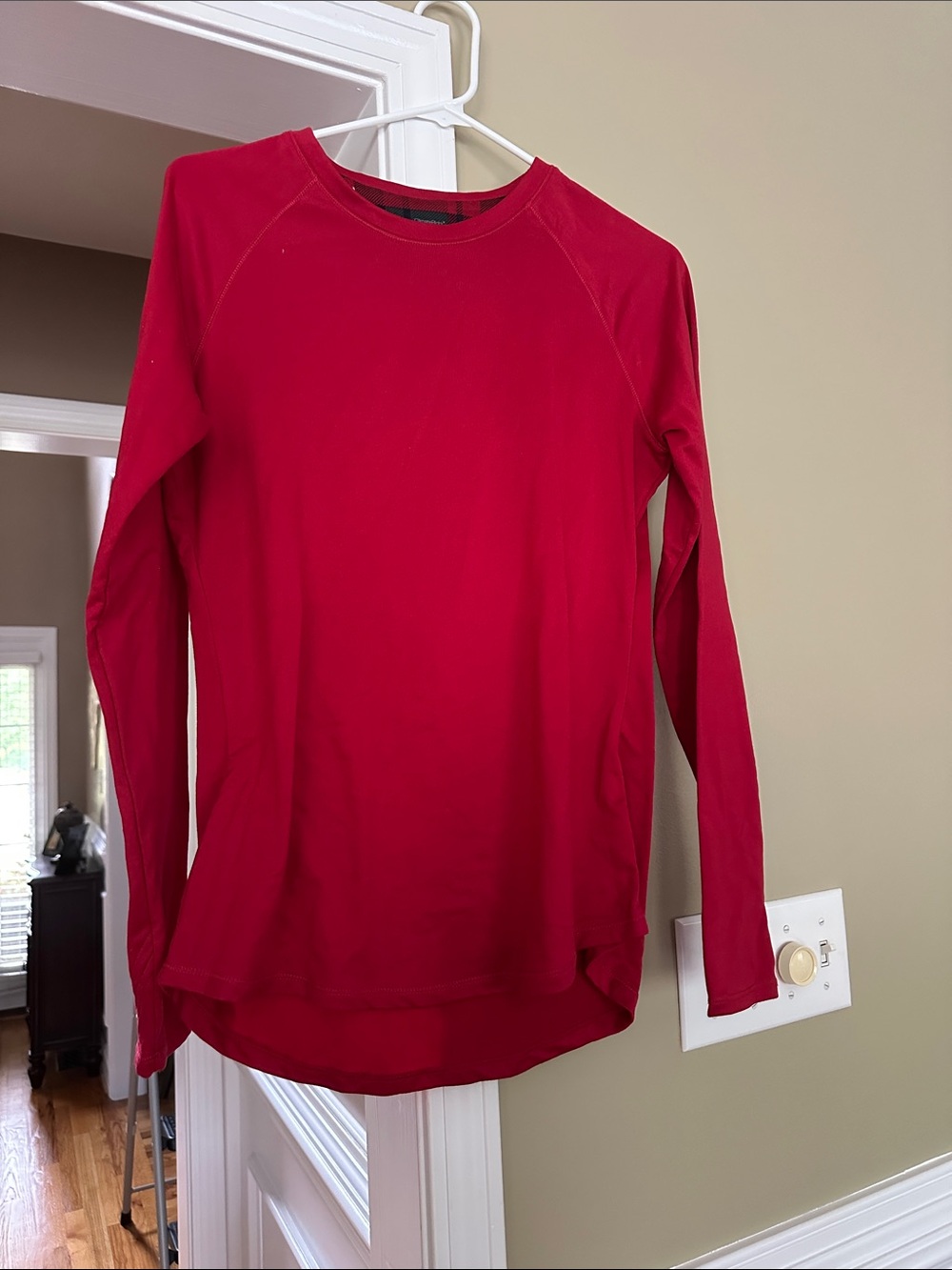 Long Sleeve Crewneck Top in Bright Red